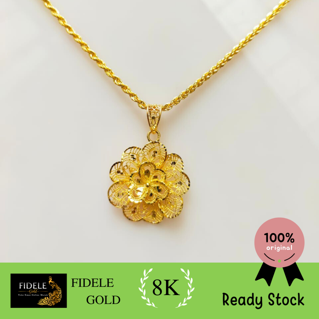 Liontin kendari fashion bunga edels emas 375 8k