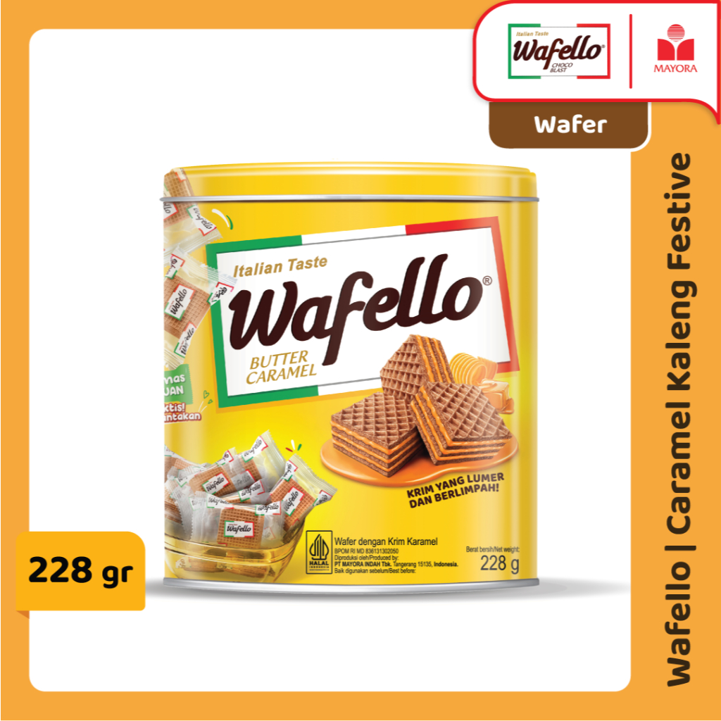 Wafer Wafello Butter Caramel Kaleng Festive