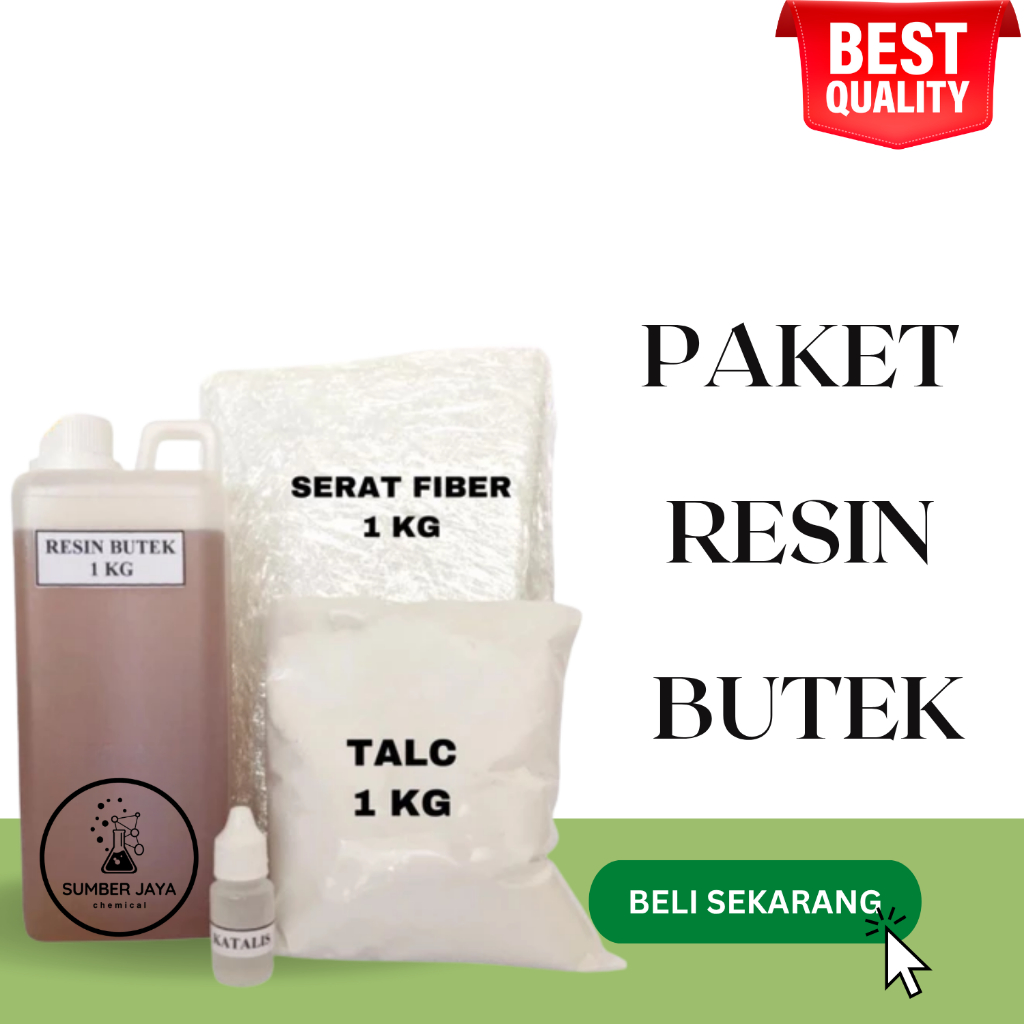 PAKET RESIN BUTEK ( RESIN BUTEK 1 KG + SERAT FIBER 1 KG + KATALIS 20 GR + TALC 1 KG)