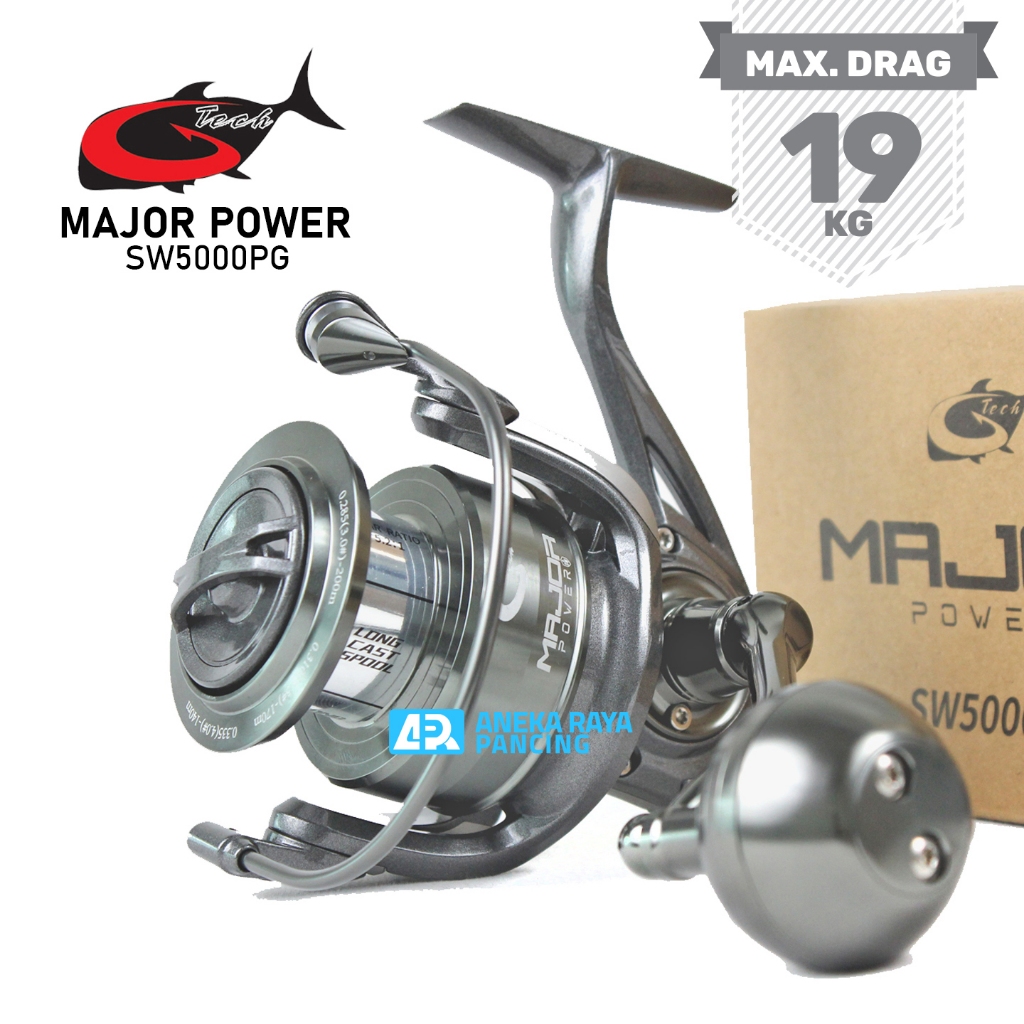 REEL GTECH MAJOR POWER SW | reel gtech spinning ssaltwater terbaru | reel jig kuat | metal body | An