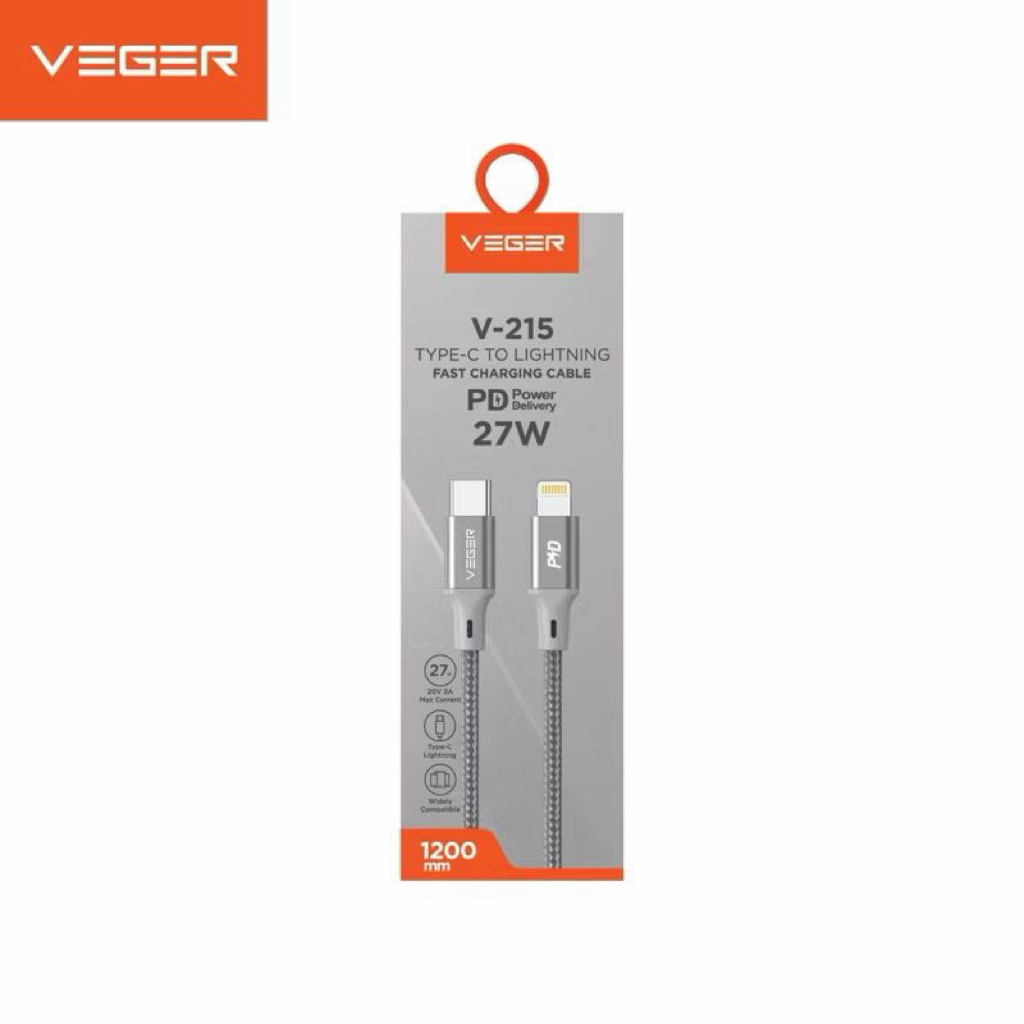 Kabel VEGER V215 USB-C to LIGHTNING / Kabel data VEGER V215 27W PD TYPE C to LIGHTNING Fast charging