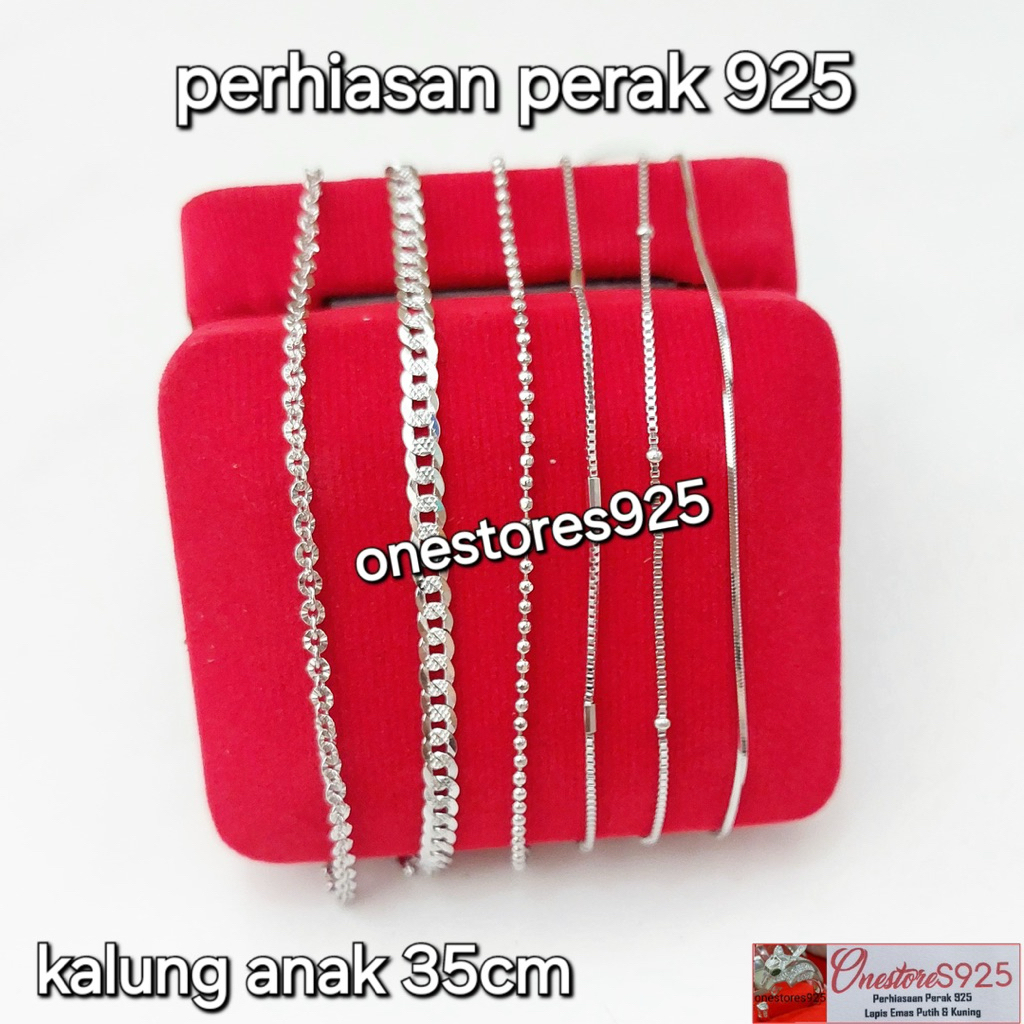 Kalung Anak Perak Asli 925 Lapis Emas Putih 35CM