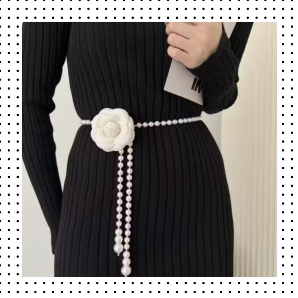 nc21 - Ikat Pinggang Mutiara Belt Wanita Motif Daisy