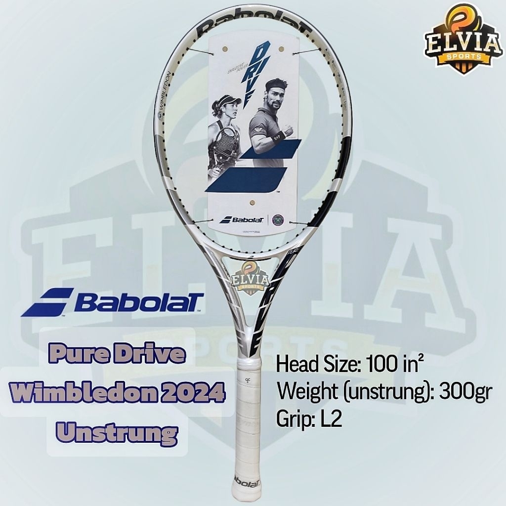Babolat Pure Drive Wimbledon 2024 – Raket Tenis Original 300g / 100 in² / Power & Control