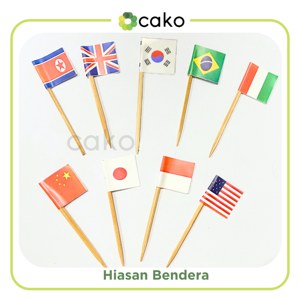 Hiasan Kue Bendera Kertas Mini isi 32pcs  / Tema Bendera Dunia