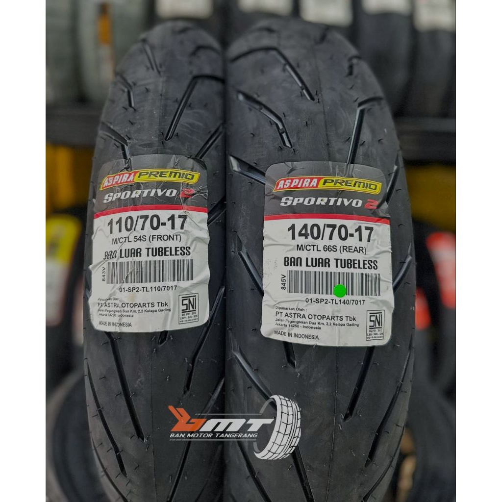 Paket Aspira Sportivo 2 uk 110/70-17 & 140/70-17 Tubeless