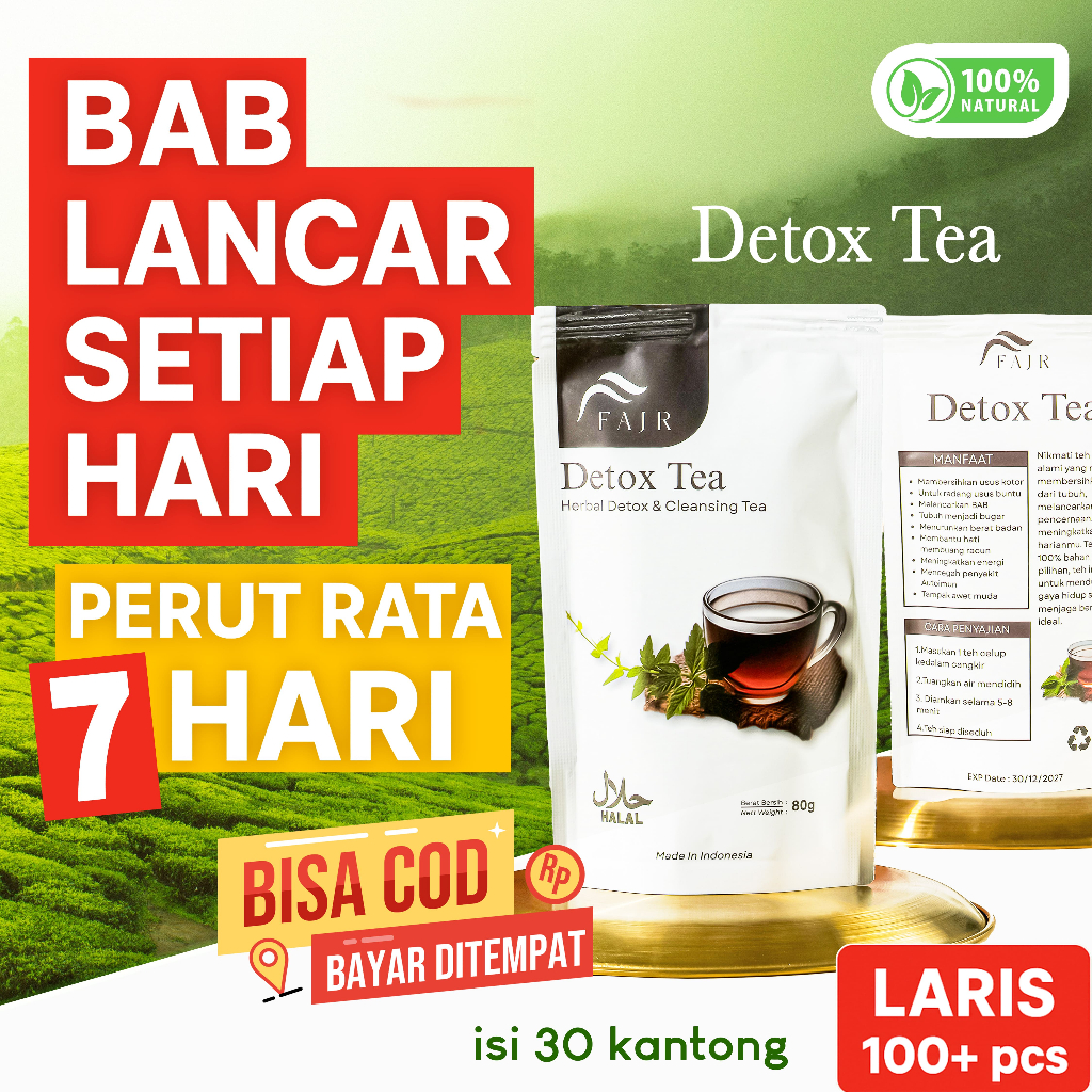 TEH DIET PELANGSING DETOX PELUNTUR LEMAK BADAN HERBAL ALAMI /SLIMMING TEA JAMU OBAT DIET AMPUH LANGS