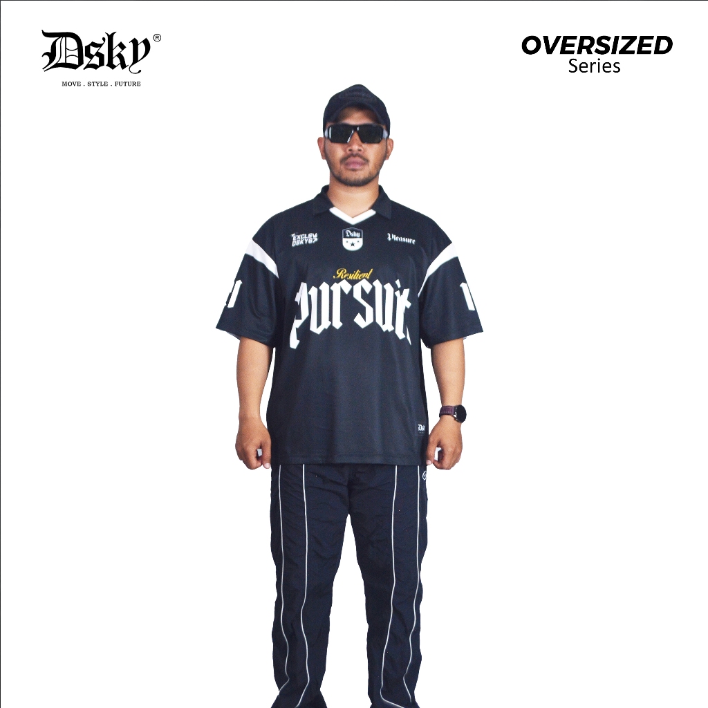 PURSUIT Jersey Oversize Streetwear NFL Unisex Dry Fit Premium Full Printing - FTW PURSUIT BLACK
