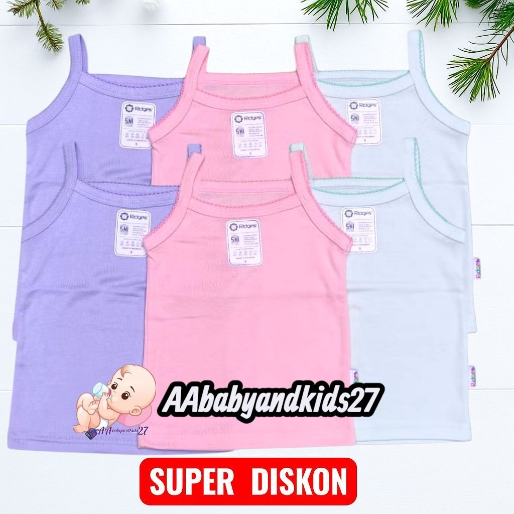 TERBARU RIDGES RAINBOW 6PC ((Setengah Lusin)) Tengtop Kaos Singlet Tali Renda Cantik Anak Perempuan 