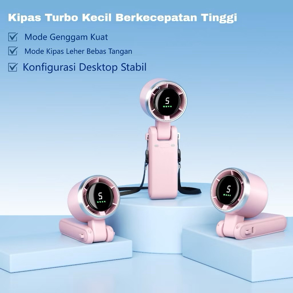 Kipas Angin Mini Portable USB 30000mAh Kipas Lipat 5-Speed Wind LED Display Dengan Untuk kipas angin