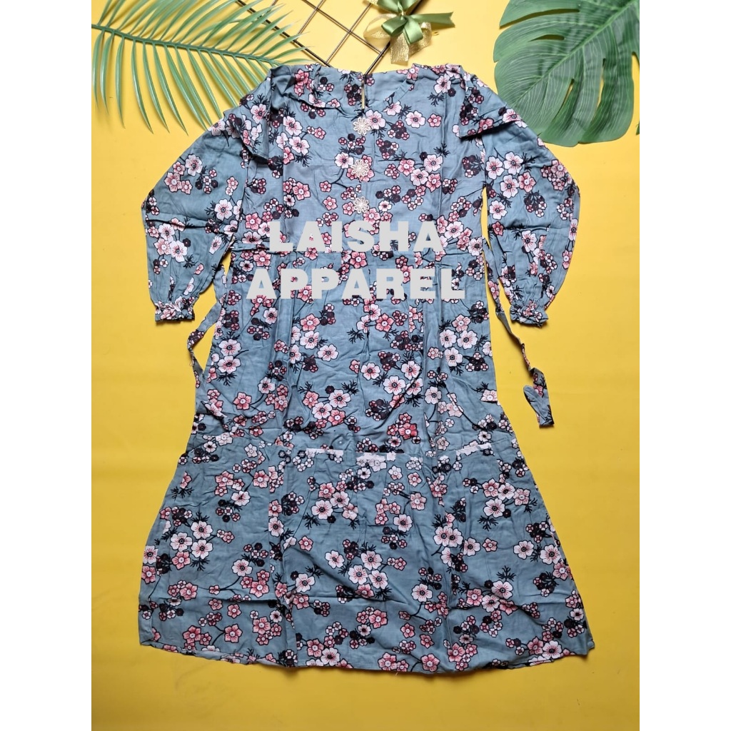 Laisha Apparel - Gamis Anak Perempuan Usia 5 -7 Tahun Katun Motif Batik Kembang - Gamis Batik Anak