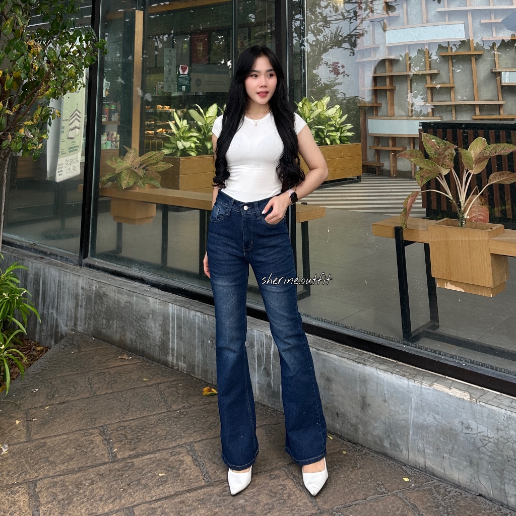 sherine.outfit Highwaist Cutbray Jeans Strecth Retro / Celana Jeans Cutbray Wanita Premium / HW Cutb