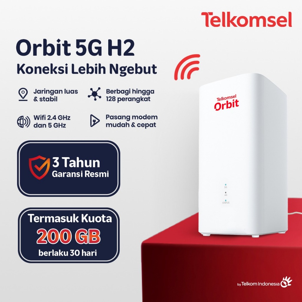 Telkomsel Orbit 5G H1 Modem WiFi 5G High Speed Free Kuota Telkomsel 200GB