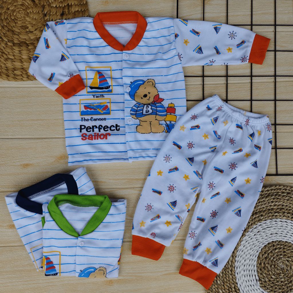 setelan baju stelan bayi kancing depan