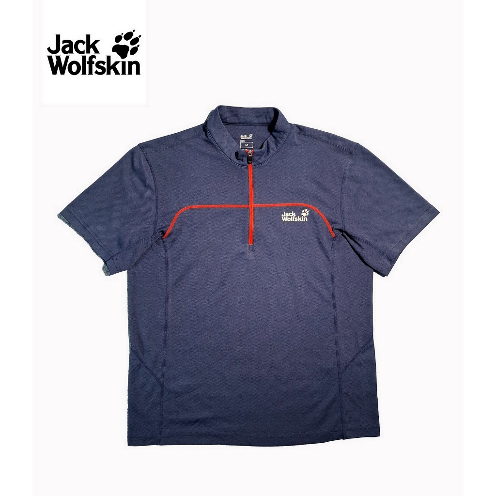 Base Layer Jack Wolfskin Original Pria– Kaos Outdoor Quick Dry Half Zip – Baju Hiking Gunung