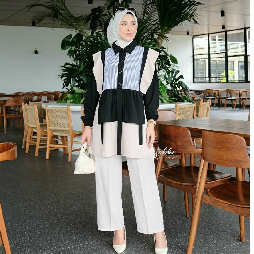 HIJABKU Dyaa One Set Celana 2in1 - Setelan Celana Dewasa Tunik Sabrina Anti UV