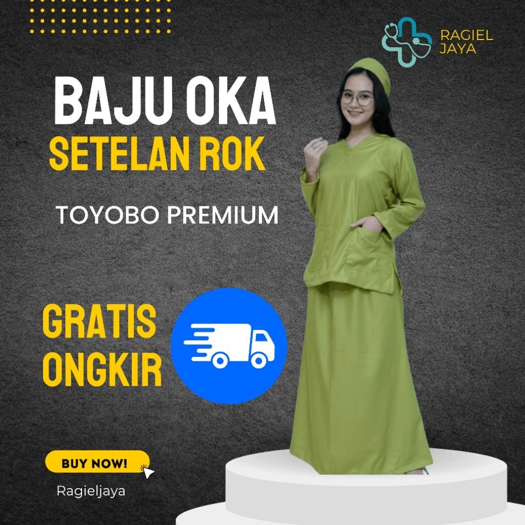 Baju medis perawat lengan panjang baju oka toyobo setelan rok