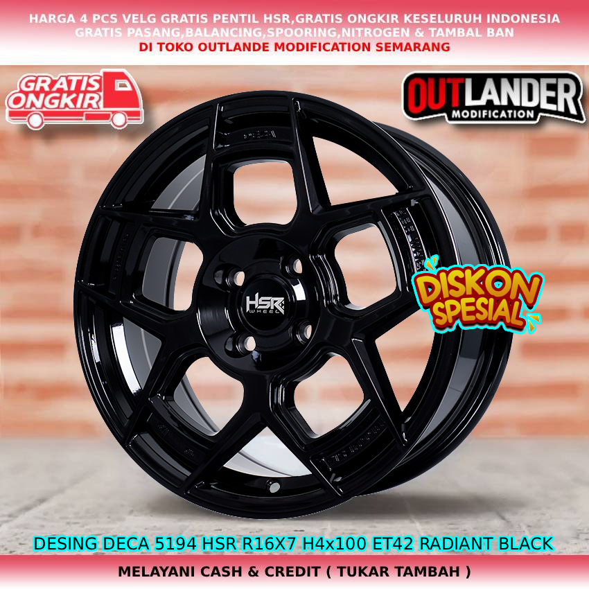 Velg racing mobil Vios| Agya| Ayla| Etios| Ayla| Sigra| dll velg hsr desing deca R16