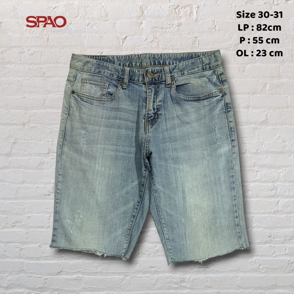 Size 31 Celana Pendek Shortpants Jeans Spao Light Blue Washed Fading Original #CP121