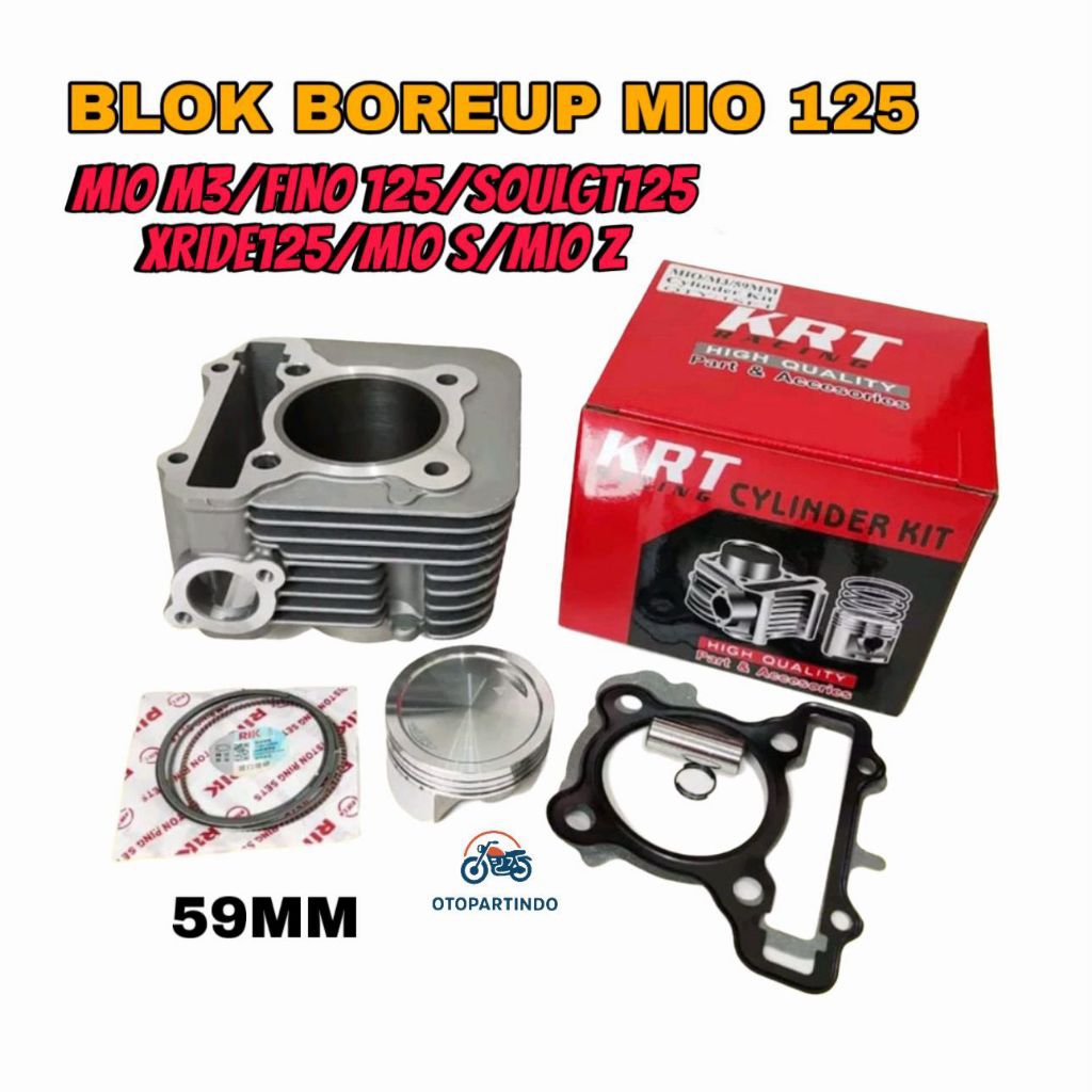 BLOK SEHER BORING PAKET BORE UP MIO M3 FINO125 MIO SOUL GT XRIDE 125 59MM