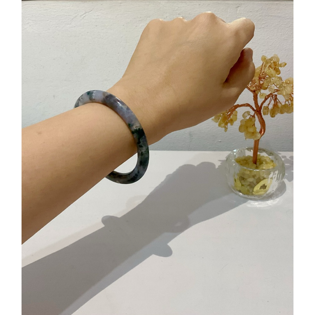 Gelang Bangle Moss Agate size 52,4mm (mohon dibaca deskripsi produk)