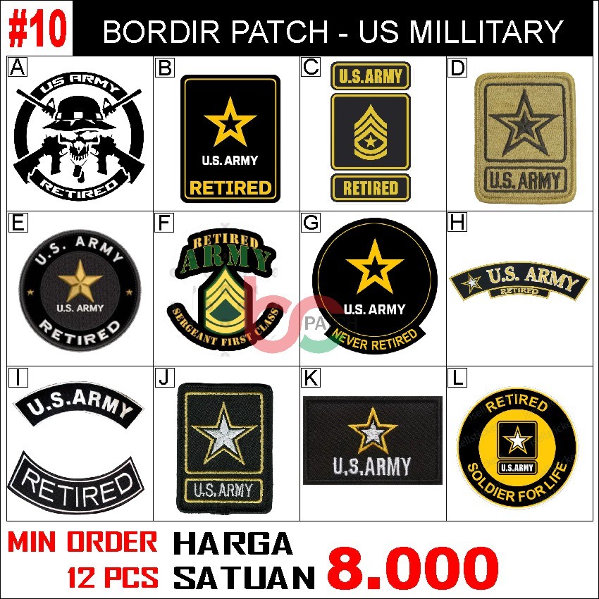 #10 PATCH BORDIR US ARMY MILLITARY INSIGNIA USAF NAVY RETIRED WW2 RANK VETERAN AIR/SPECIAL FORCE