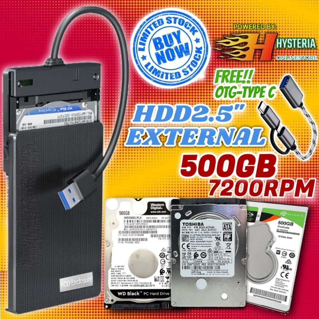 Hardisk Eksternal 500Gb 7200RPM | HDD Hardisk Game 500Gb 7200RPM Compact Case Garansi