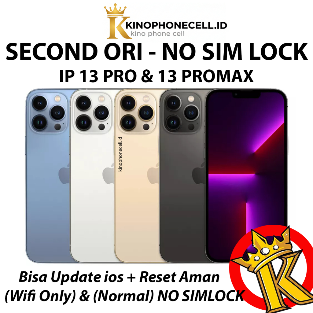 IPHONE 13 PRO MAX / 13 PRO Second Normal 13 ProMax 128GB 256GB 512GB inter Bekas Kino Phone Cell