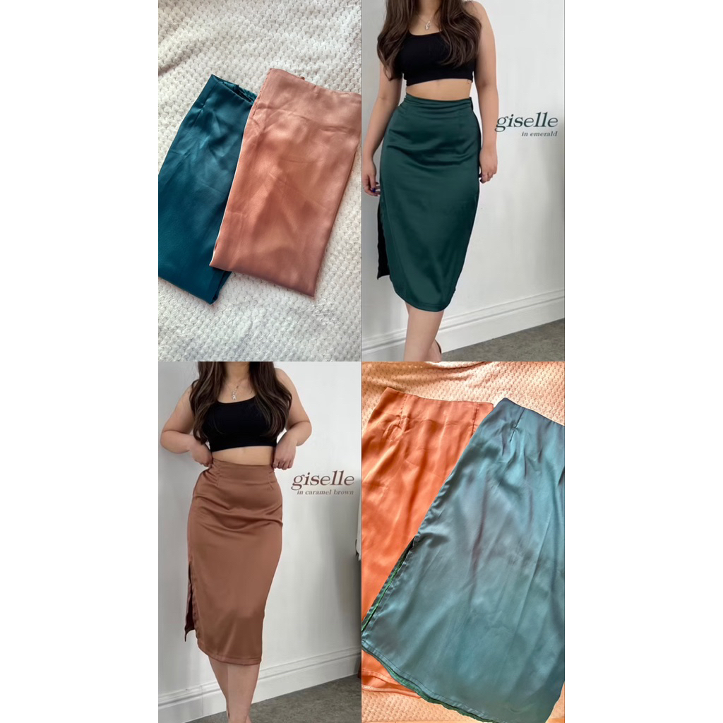 PRELOVED ROK SATIN / SILK SATIN SKIRT MIDI WEARCOZEE