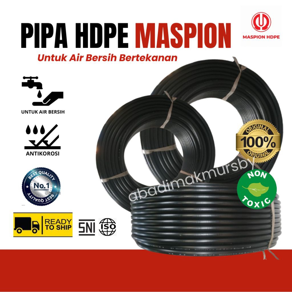 Pipa HDPE Maspion SDR 17 PN 10 Ukuran 1 1/2” (50mm) x 100m – Pipa Irigasi & Air Bersih baru