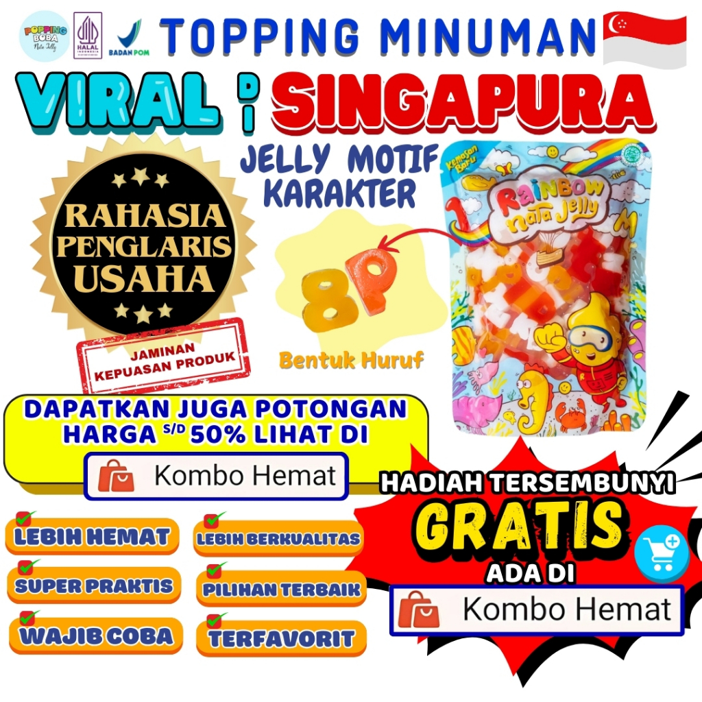 Jelly Motif Karakter Topping Minuman - Jelly Bentuk Huruf Cocok Untuk Semua Minuman