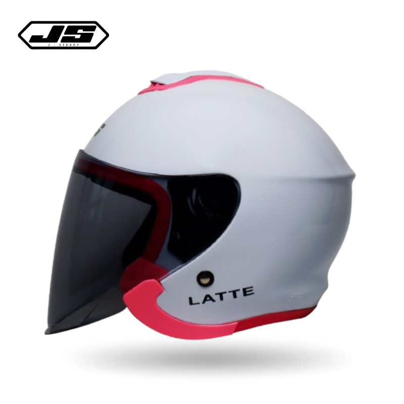Helm JS Latte SNI Original Keren Anti UV Helm Cewek/HALF FACE/Helm Pria/Helm Dewasa/Helm Keren