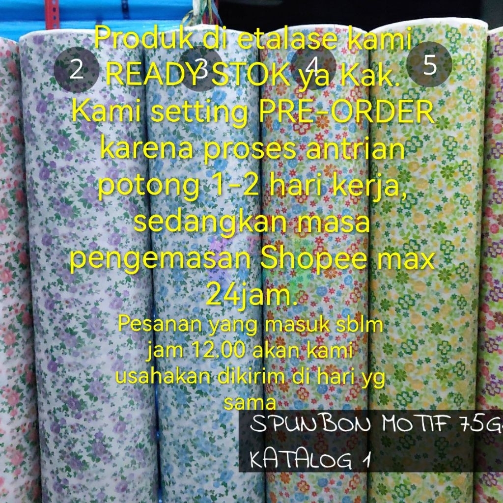 Naysila Naymila (Meter) Kain Spunbond Motif / Kain Tisue Motif 75Gsm