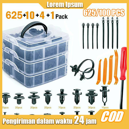 Kancing Baut Body 625PCS/100PCS, Plastik Bemper Clip, Baut Rivet Mobil, Universal Klip Bumper Baut, 