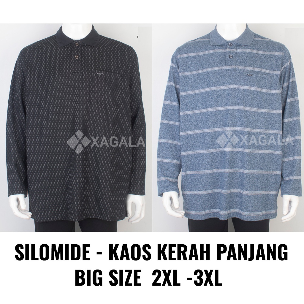 BIG SIZE SILOMIDE KAOS KERAH LENGAN PANJANG PRIA DEWASA POLO PANJANG COWO