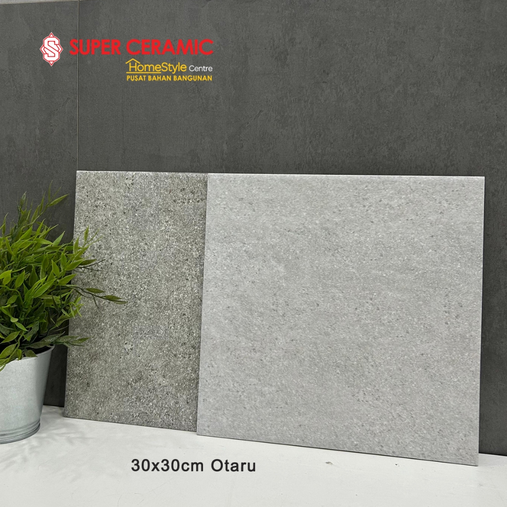 Yournicee ASIA TILE 30x30 Keramik Kasar Kamar Mandi - OTARU GREY / OTARU DARK GREY