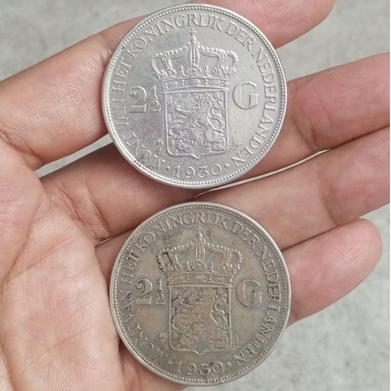 koin perak 2,5 Gulden Wilhelmina thn 1930 lot 2kpg