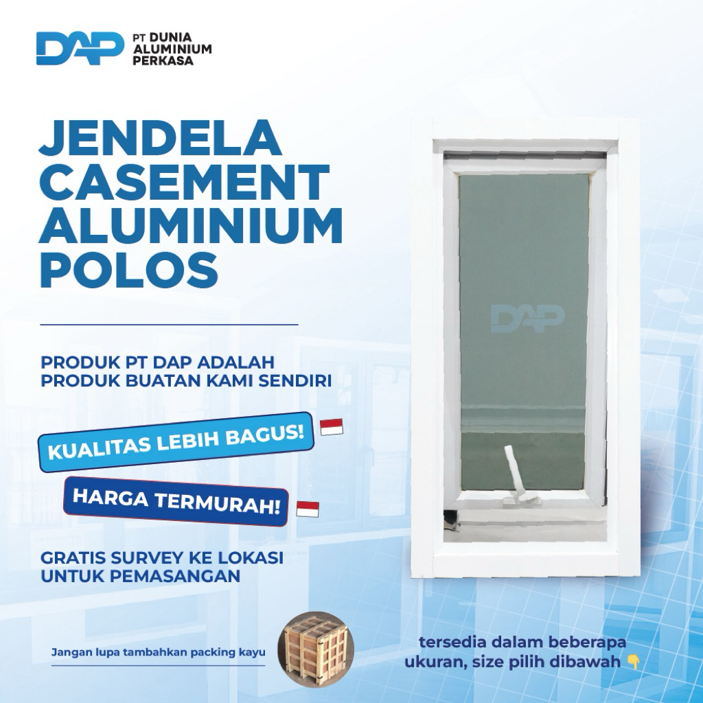 Jendela Aluminium 50 x 100 (jgn lupa klik Packing kayu) - Alumunium - Bisa Custom Request Ukuran