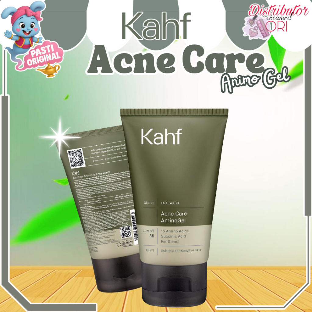 Kahf Acne Care Amino Gel Face Wash 100 ml - Sabun Cuci Muka Pria Kulit Sensitif untuk Kulit Berjeraw