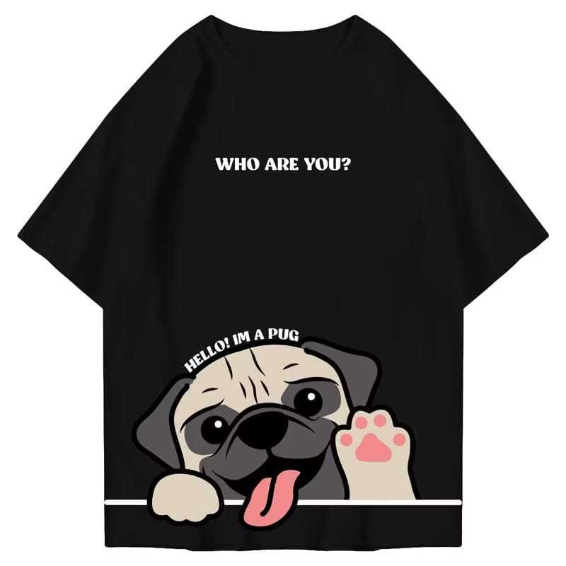 Kaos Pria Wanita Pug Who Are You