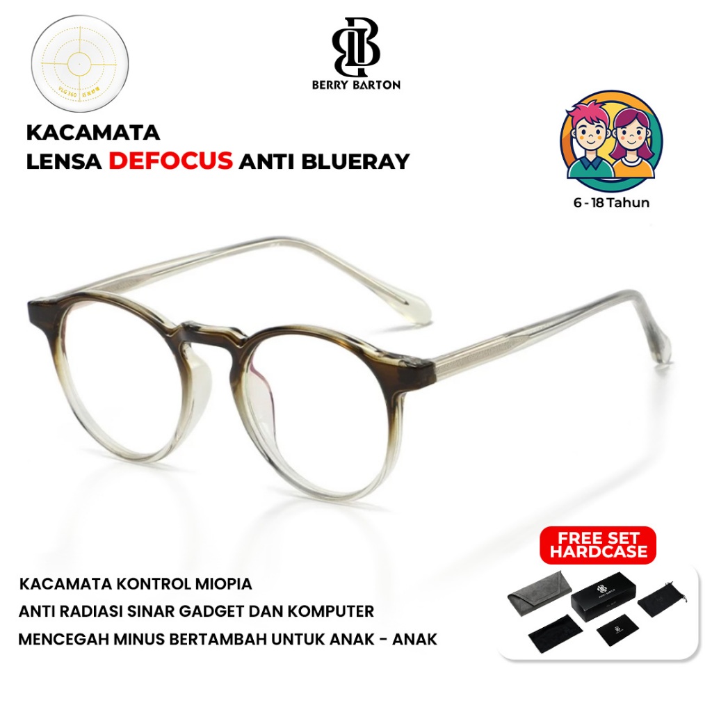 Berrybarton Kacamata Minus Anti Radiasi Blueray Kontrol Miopia Lensa Defocus Kacamata Anak Remaja Ce