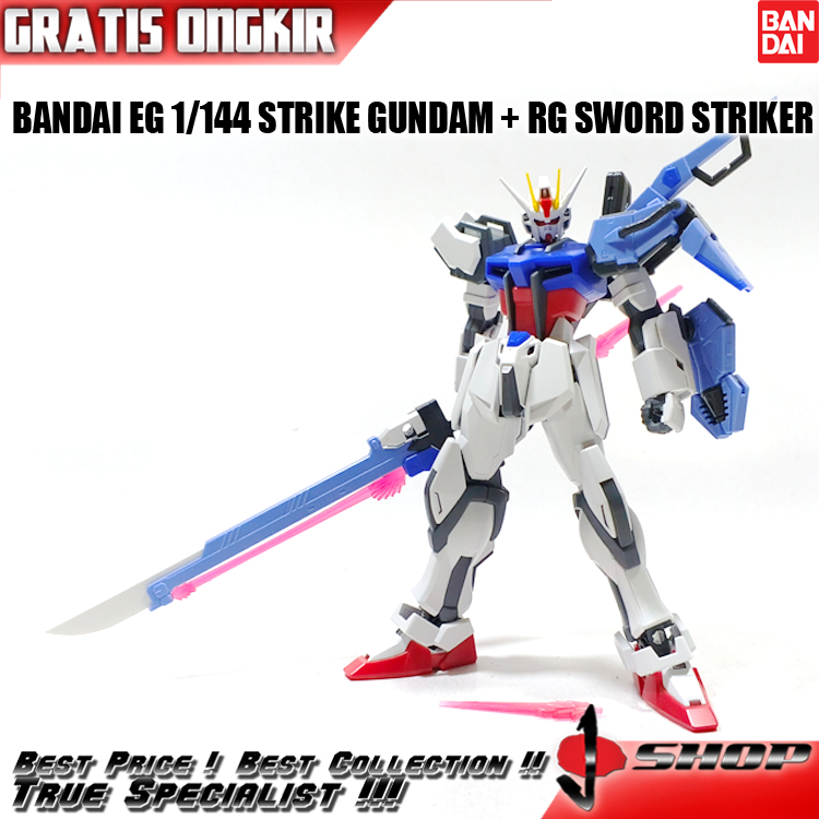 BANDAI EG 1/144 STRIKE GUNDAM + RG SWORD STRIKER EG87