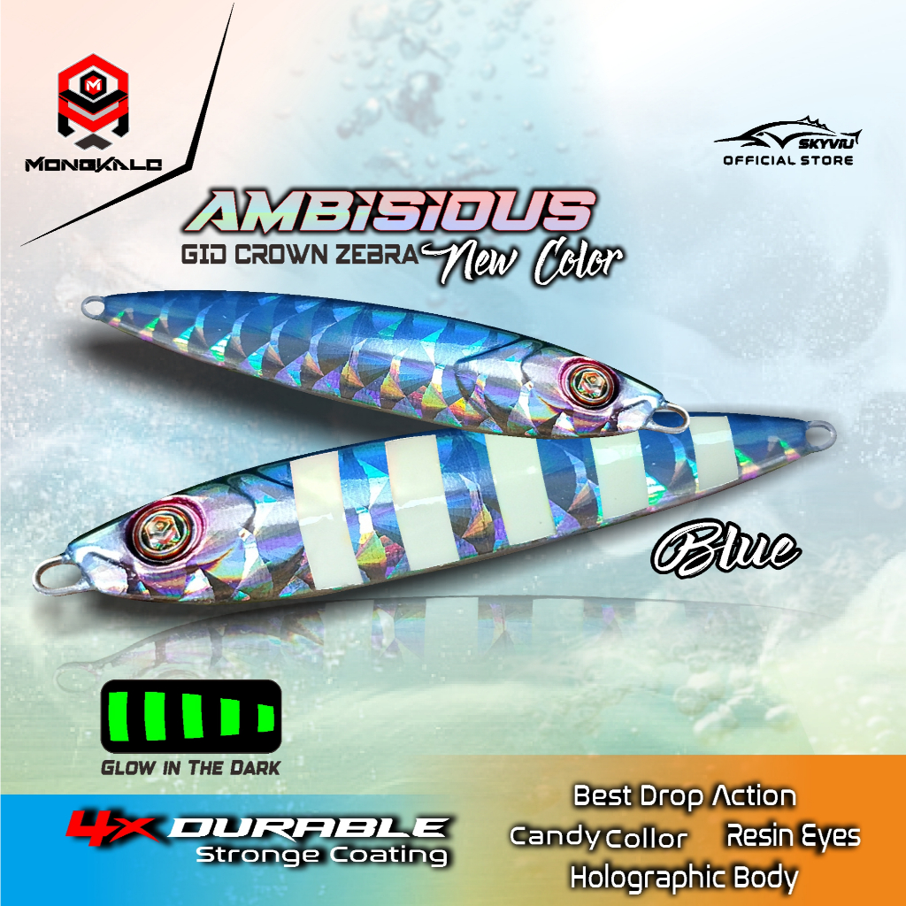 Mongkalo Ambisious Kipas GID-Zebra noMotif Fluorescent 20 Biru