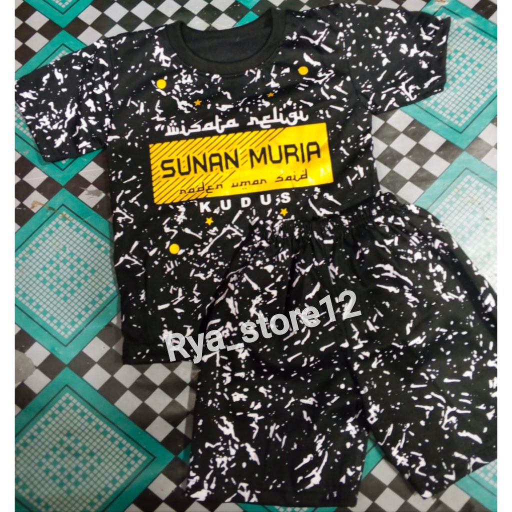 Setelan Anak Sunan Muria Hitam Motif Bintik