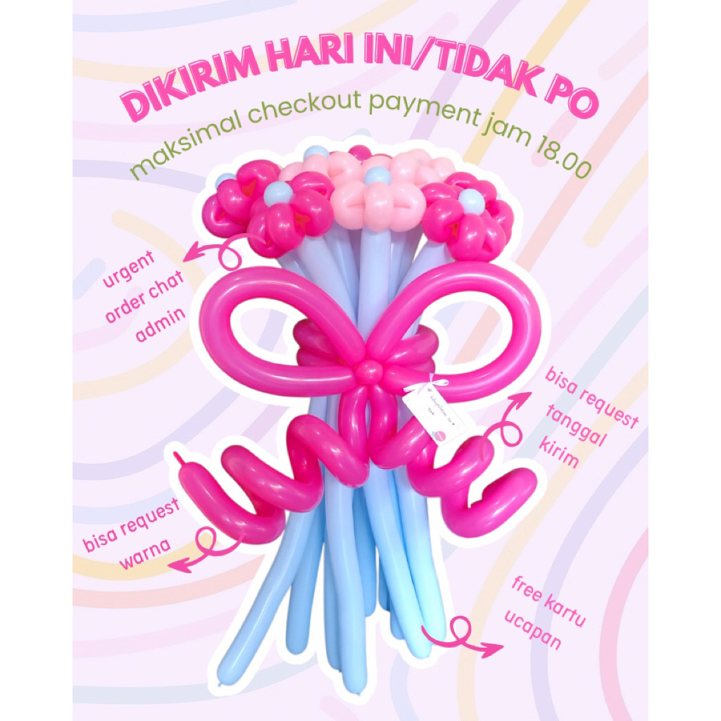 (BACA DESKRIPSI) BUKET BALON BUNGA TANGKAI PANJANG TANGSEL/BUKET WISUDA/BUKET SIDANG