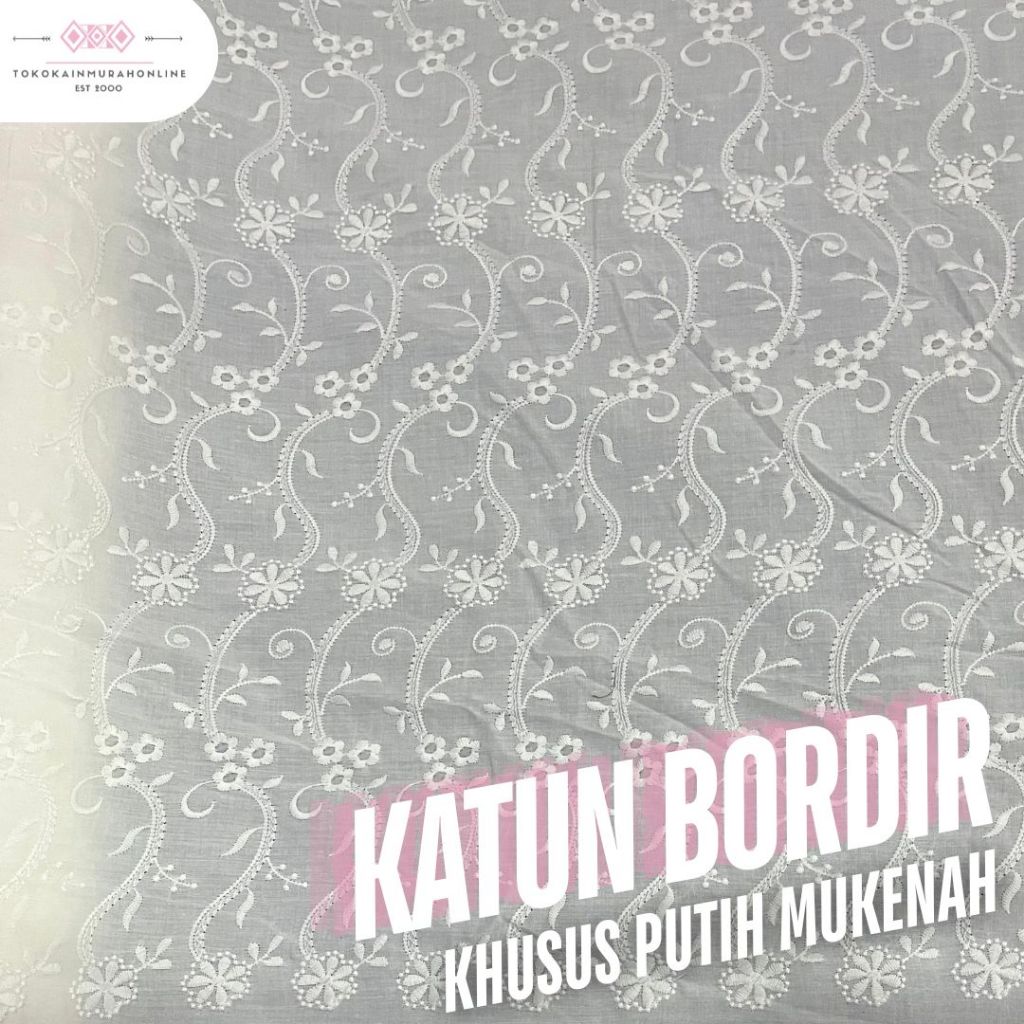 Kain Katun Bordir Jepang Super Premium LBR 44" Original 100% Cotton Embroidery Tencel Premium