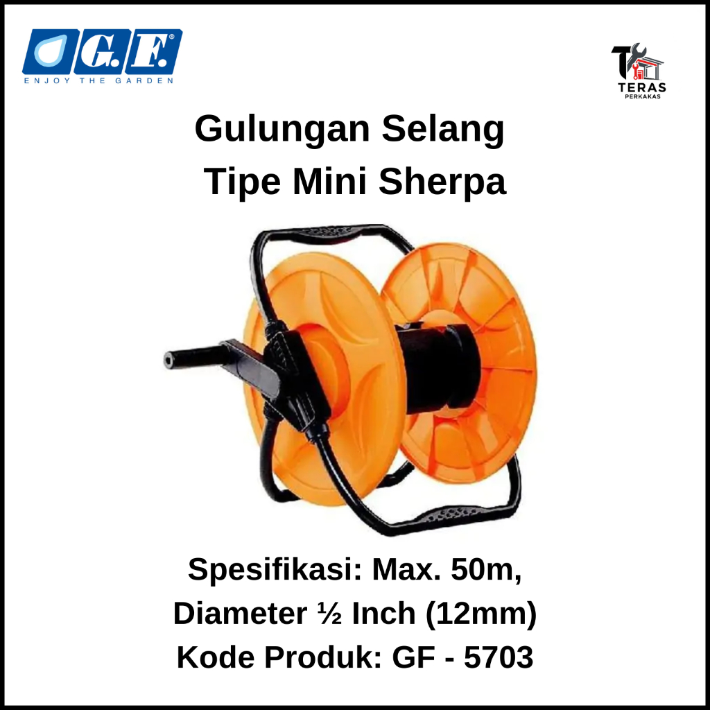 GF Gulungan Selang Tipe Mini Sherpa Max Panjang Selang 50 Meter Diameter Selang 1/2 Inch
