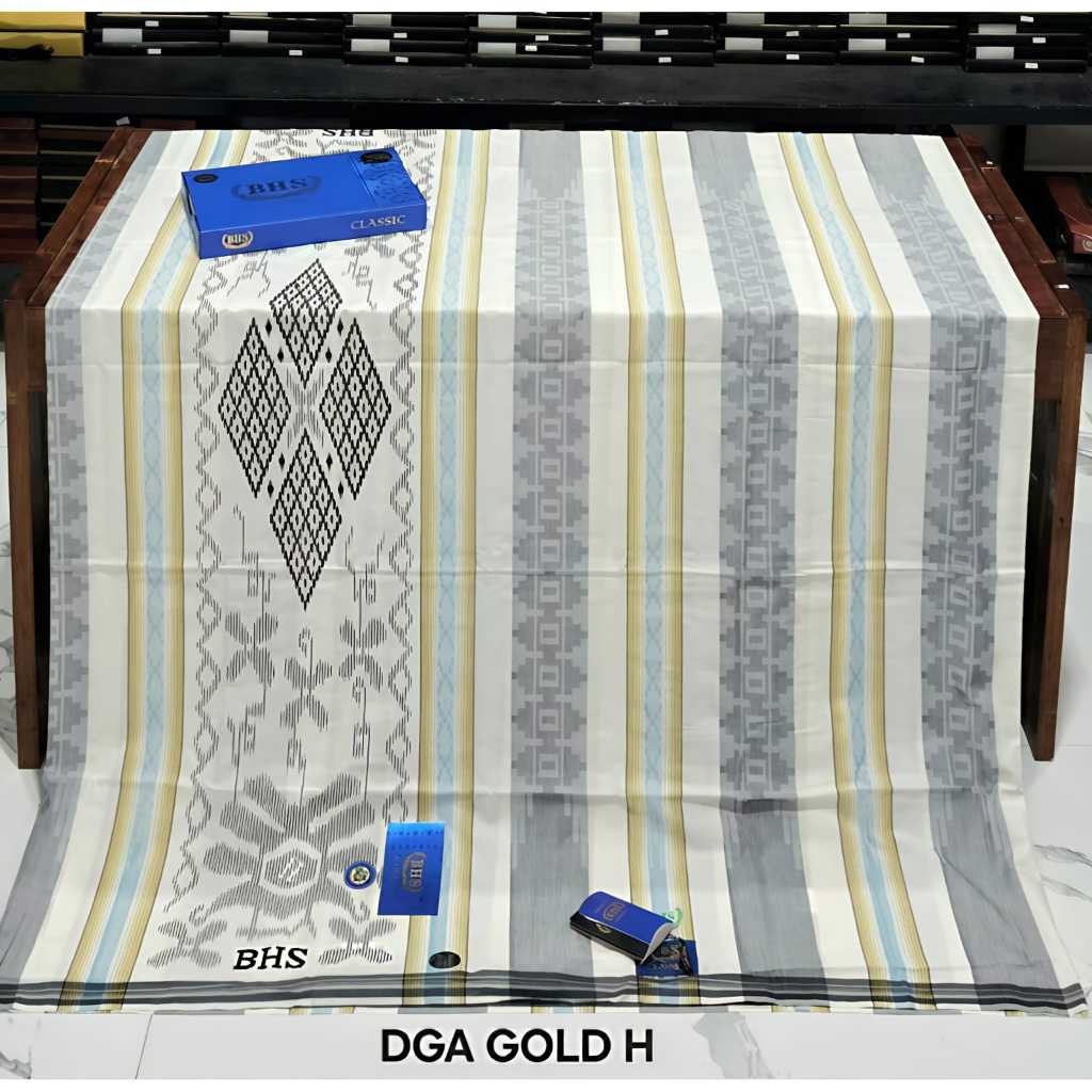 Sarung BHS Classic Songket putih Kuning DGA/SSF Kualitas Gold { Original }