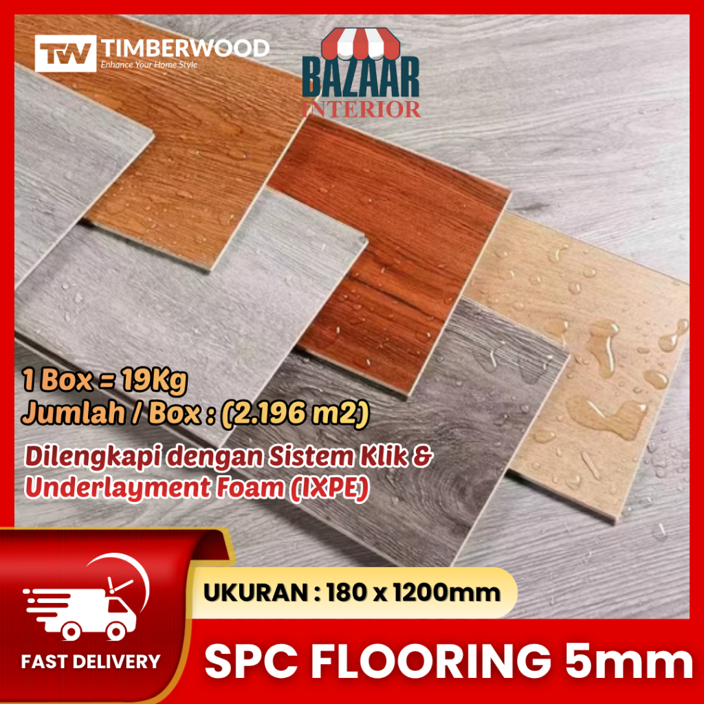 Lantai SPC Timberwood Vinyl Lantai 5mm Great Quality - Timberwood Lite SPC  Box 2,196 m2
