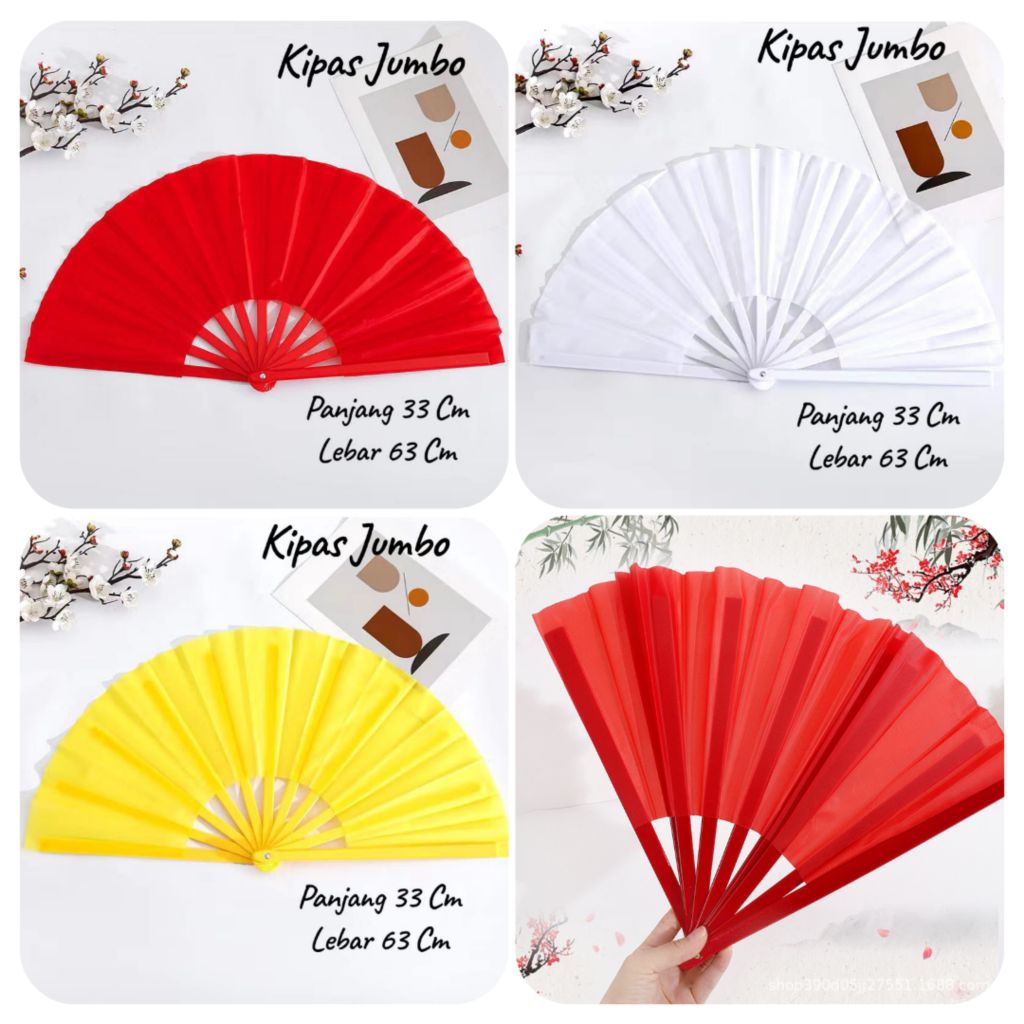Cyailaa Kipas Tangan Lipat Jumbo/Kipas Warna Polos/Kipas Nari/Kipas Jepang/Kipas Suhu/Kipas Lipat